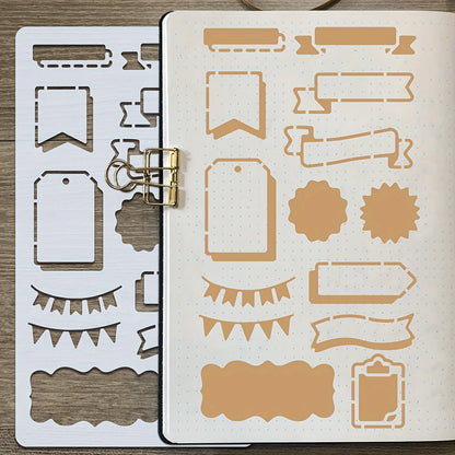 15Pcs Reusable Bullet Stencils Diary Drawing Templates For Painting DIY Scrapbooking Diary Scrapbook Journal Stationery Gifts
