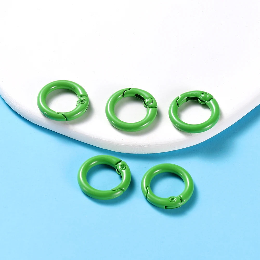 5Pcs/Lot 21 Colors Metal O Ring Spring Clasp Openable Round Carabiner Keychain Clips Hook Dog Chain DIY Jewelry Buckle Connec