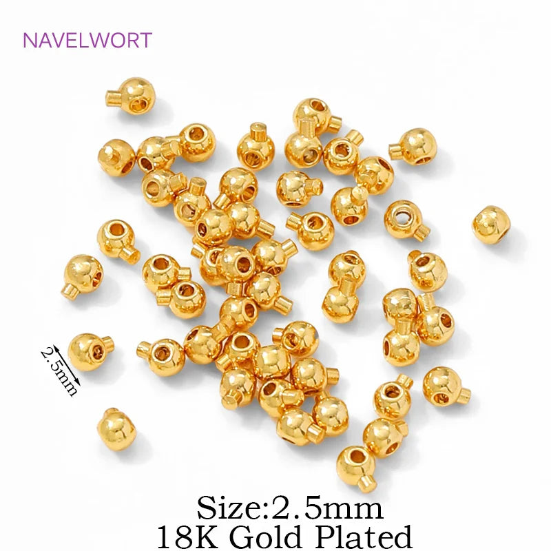 18K Gold Plated Round Crimp End Bead,Brass Crimp Beads For Jewelry Making Supplies,Lamps For Jewelry,DIY Bracelets Accessorie