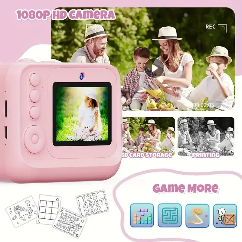 Children Instant Print Digital Camera Photo Color Label Thermal Print Camera for Kids 3-12 Age Best Birthday Festive Gifts