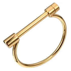 Stainless Steel With Zirconia Bracelet Bangle Simple Jewelry - B12 Gold