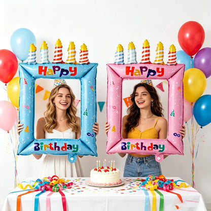 28inch Princess Theme Balloon Photo Frame, Selfie Photography Backdrop Prop Balloons, for Birthday Party Celebrations Decorat