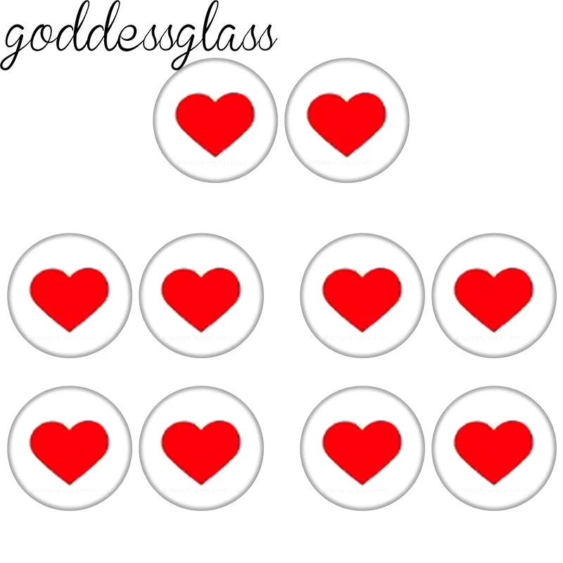 Glass Cartoon Doll Round Eyes Heart Pupil Lovely 10pcs 12mm/18mm/20mm/25mm Round Cabochon Flat Back Making Findings Jewelry -
