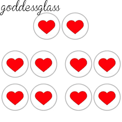 Glass Cartoon Doll Round Eyes Heart Pupil Lovely 10pcs 12mm/18mm/20mm/25mm Round Cabochon Flat Back Making Findings Jewelry -