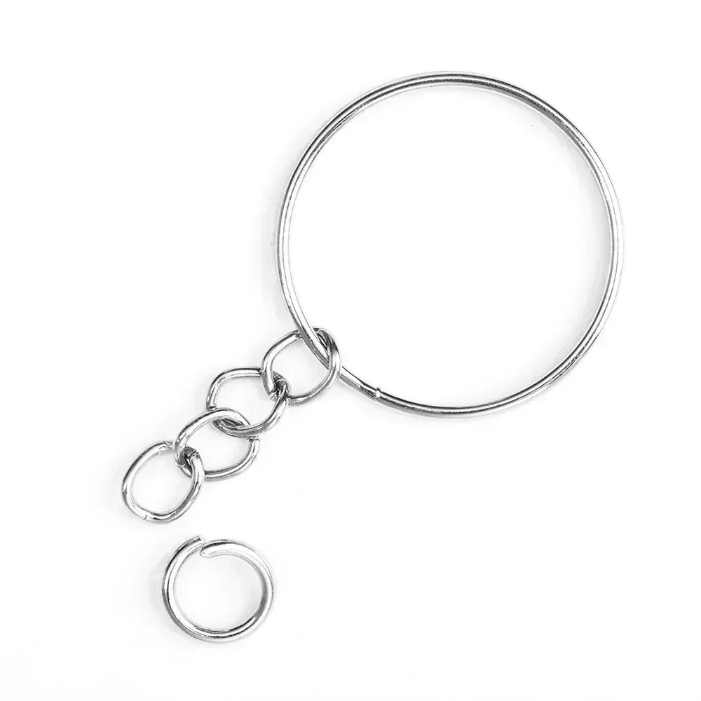 20/50pcs Silver Color Metal Blank Keyring Keychain Split Ring Keyfob Key Holder Rings DIY Findings Making Keychain Accessorie