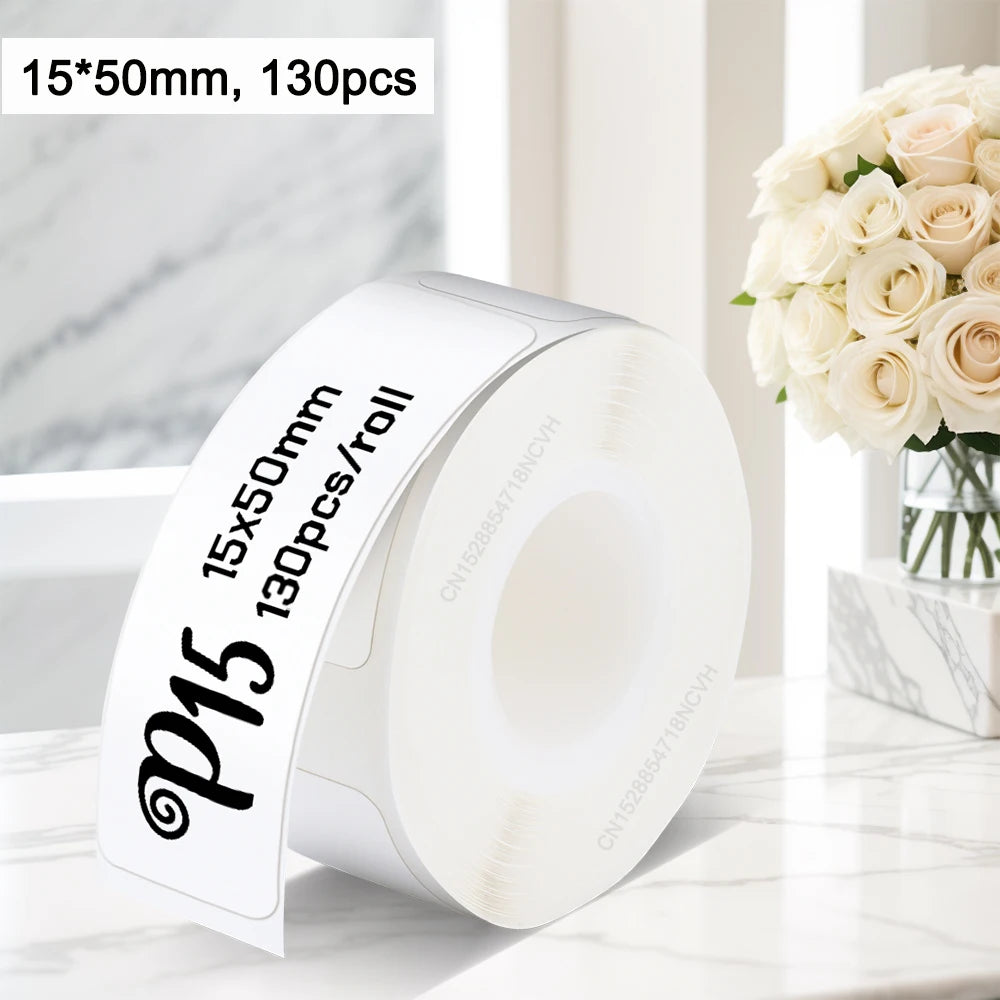 1PK Marklife P15 Printer Label Sticker 12x40mm 15x30mm 15x50mm Thermal Label Paper Compatible with P15 P12 P11 D30 Q30 Labele