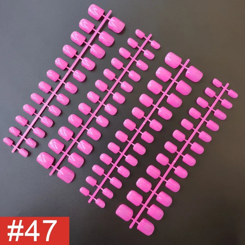 4 Sets/lot Mixed Colors False Nail Tips Short Full Cover Square Fake Nails Comfortable Multicolor Press On Nails Nail DIY