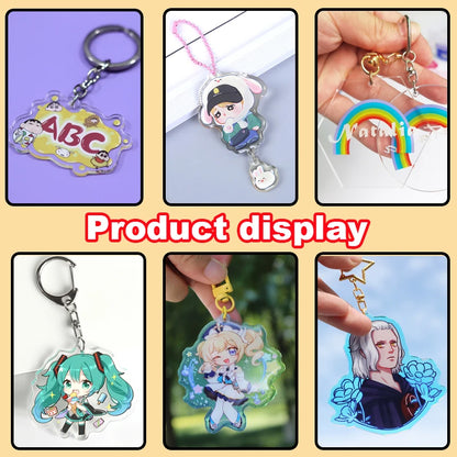 Personalized Keychains Designer Custom Cartoon Llavero Key Chain Photo Customized Anime Charms Hologram Clear Acrylic Key Rin