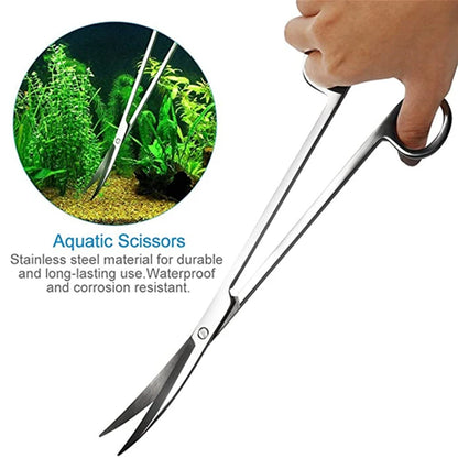 Aquarium Accessories Hard Stainless Steel Aquarium Tool Scissor Tweezers Plants Wave Scissors Fish Tank Shovels Cleaner Suppl