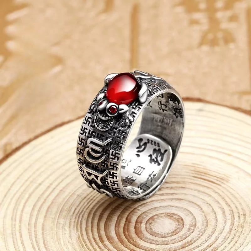 Chinese Feng Shui Pixiu Ring Silver Plated Copper Coins Adjustable Rings for Women Men Amulet Wealth Lucky Jewelry Birthday G