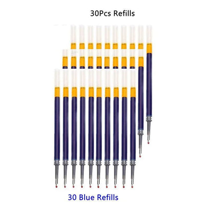 13/30pcs Retractable Gel Pens Set Black/Red/Blue Ink Ballpoint for Writing Refills Office Accessories School Supplies Station