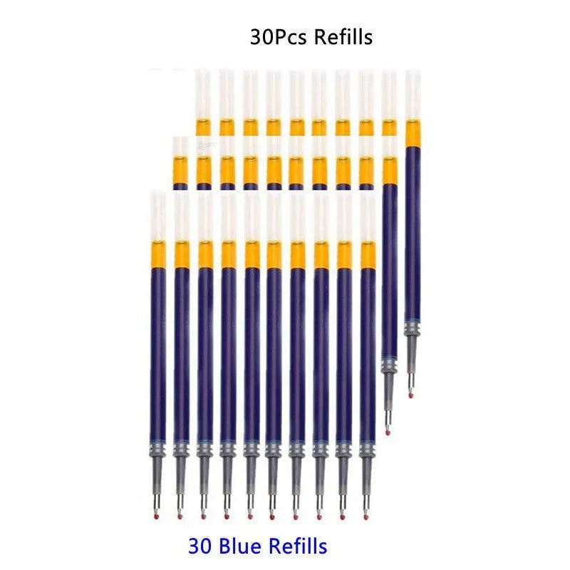 13/30pcs Retractable Gel Pens Set Black/Red/Blue Ink Ballpoint for Writing Refills Office Accessories School Supplies Station