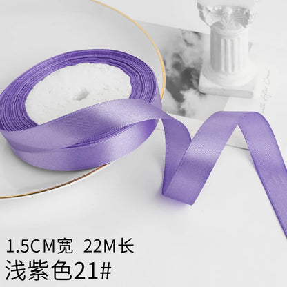 Wusmart 22Meters/Roll 1.5cm Single Face Satin Ribbon DIY Handmade Crafts Fabric Christmas Wedding Decoration Silk Ribbons - L