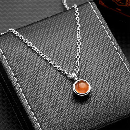 Stainless Steel Birthstone Pendant Necklace - Cremation Ashes Jewelry with Colorful Gemstones, Keepsake Memorial for Human As