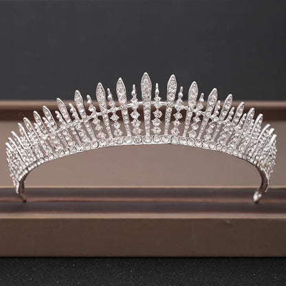 Bridal Baroque Rhinestones Crystal Tiaras Wedding Crown Hair Jewelry for Women Party Crowns Bride Accessory - Silver J