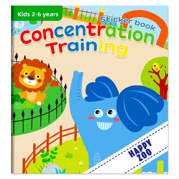 Montessori Toys Cartoon Sticker Books Focus on Potential Development Education Sticker Toys for Children 3-6Y - Happy Zoo