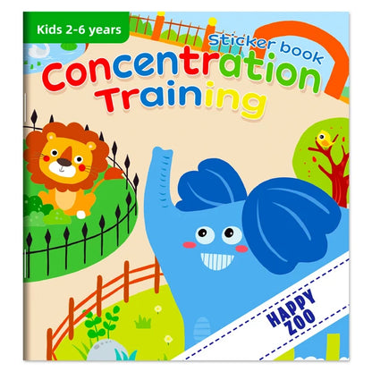 Montessori Toys Cartoon Sticker Books Focus on Potential Development Education Sticker Toys for Children 3-6Y - Happy Zoo