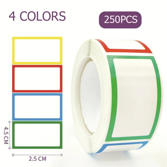 250pcs Waterproof Blank Self Adhesive Assorted Stickers Removable Label Stickers Name Tag Bottle File Document School Supplie