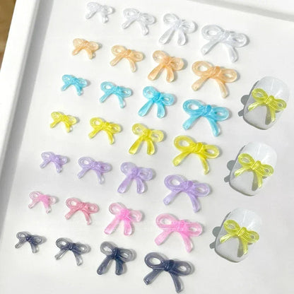French Ribbons Colorful Resin Cute Bowknot Charm Leopard Print Bow Tie Nail Art Decorations Manicure Tools Accessories Wholes