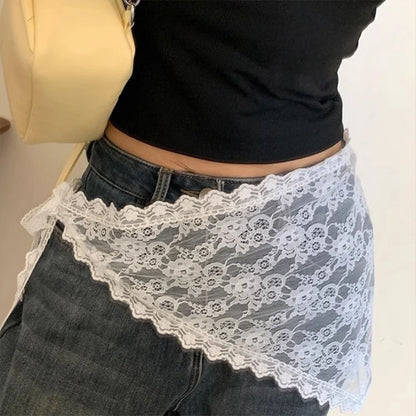Lace Trim Hair Scarf Triangle Short Skirt Half Skirt Butt Curtain Skirt Lace Trim Apron Soft Lace Stacked Spring Headscarf