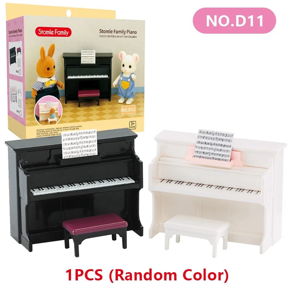 1:12 Miniature Furniture Forest Family Kitchen Toy Dining Table Dollhouse Accessories Bathroom Pretend Play For Girl Gifts To