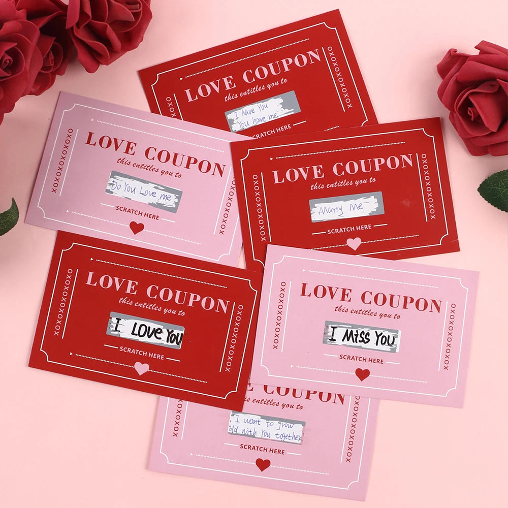 10Pcs/20Pcs Scratch-Off Love Coupons Couple Scratch Off Cards Valentine's Day Wedding Anniversary Creative Gifts