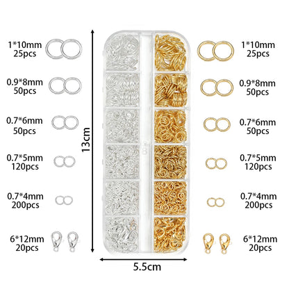 930pcs/Box Jewelry Findings Kits Open Jump Rings Lobster Clasps Hooks Pliers Tweezers for DIY Bracelet Necklace Jewelry Makin