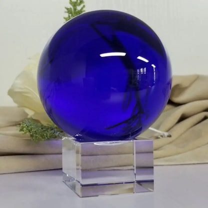 40MM Blue Crystal Ball Ornaments Asian Rare Natural Magic Glass Ball Healing Sphere Photography Decoration Home Decorative Ba