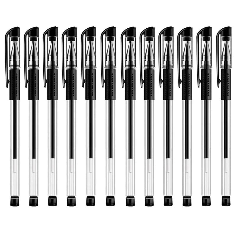 3 Gel Pens + 20 Refills Set 0.5mm Black Blue Red Ink Journal Writing School Supplies Stationery - Black-12xPens