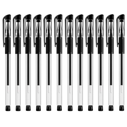 3 Gel Pens + 20 Refills Set 0.5mm Black Blue Red Ink Journal Writing School Supplies Stationery - Black-12xPens