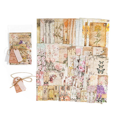 JIANQI 100pcs/pack Decor Scrapbook Vintage Materials Paper Combo Kit DIY Junk Journal Collage Photo Album Retro Background pa