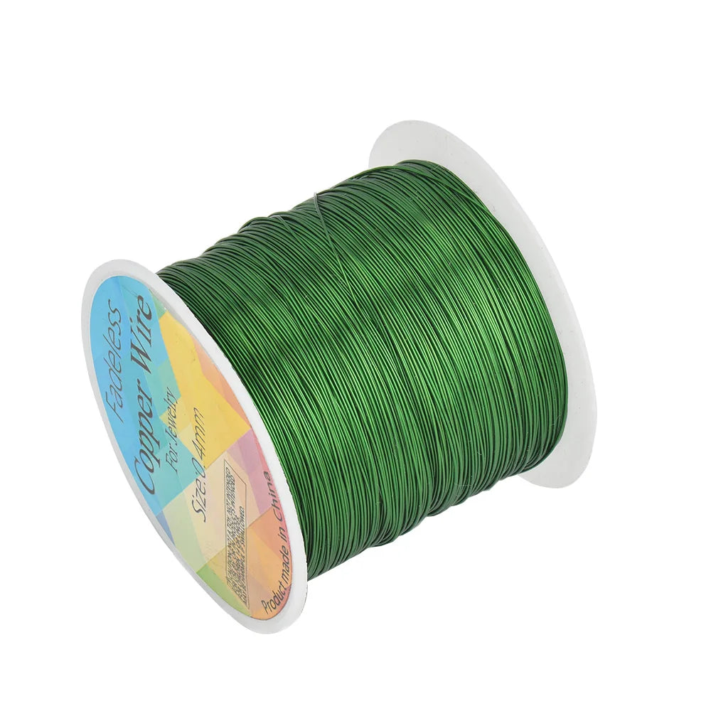 28 26 24Gauge Beading Floral Colored Jewelry Making Copper Craft Wire Soft DIY Metal Craft Art Wire 62-100Meters - Green / 32