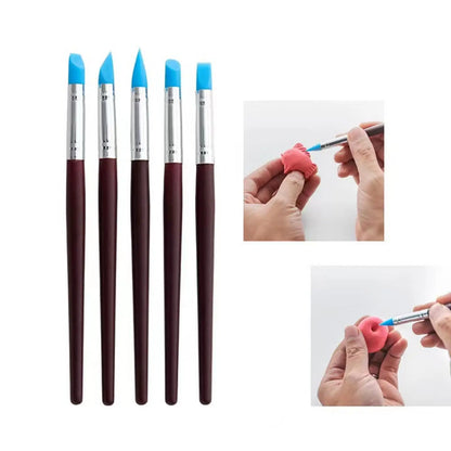 5Pcs/set Silicone Clay Sculpting Tools for Brush Modeling Dotting Nail Art Pottery Clays Tool DIY Carving Ceramics Sculpture 