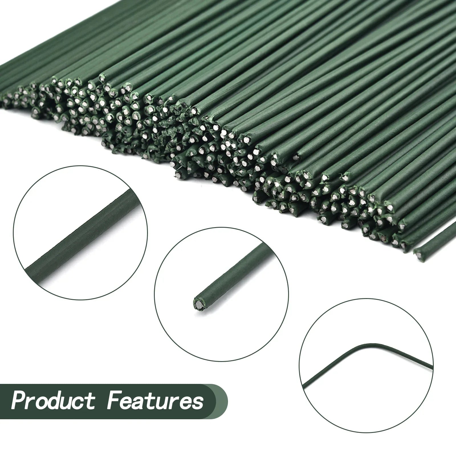 50pcs 15/20/25/30/40cm Artificial Green Flower Stems DIY Floral Material Handmade Wire Stem Accessoies For Wedding Home Decor