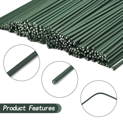 50pcs 15/20/25/30/40cm Artificial Green Flower Stems DIY Floral Material Handmade Wire Stem Accessoies For Wedding Home Decor