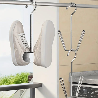 2pcs ​Stainless Steel Shoe Rack Hanging Drying Rack Bathroom Organizer Space Saving Multi-Functional for Entryway Balcony