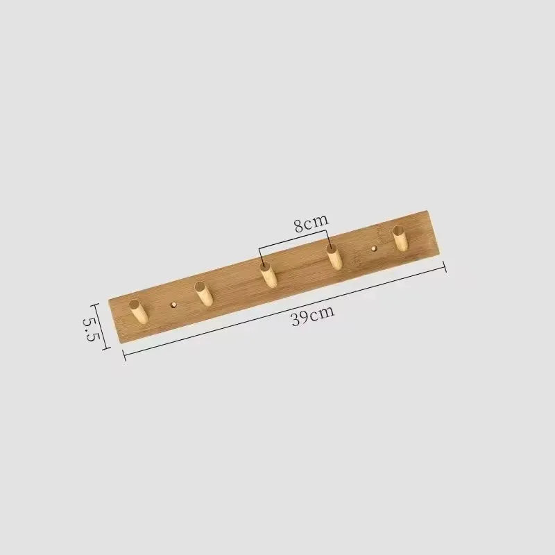 Wall Mounted Hanger Room Hooks Key Hallway Storage Holders Practical Decoration Nordic Bamboo Door Clothes Hats Robe Back Rac