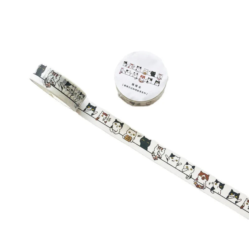 Washi Tapes Cartoon Cat Masking Tape Washi Stickers Scrapbooking Adhesive DIY Decorative Stationery School Supplies
