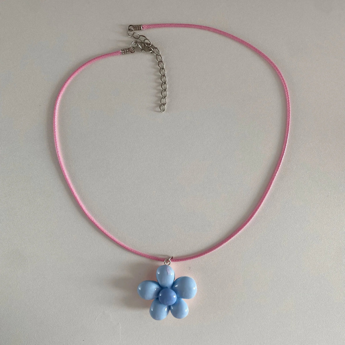LATS Sweet Colorful Flower Pendant Necklace for Women Girl Floral Design Rope Chain Chokers Fashion Jewelry Gift - 771047