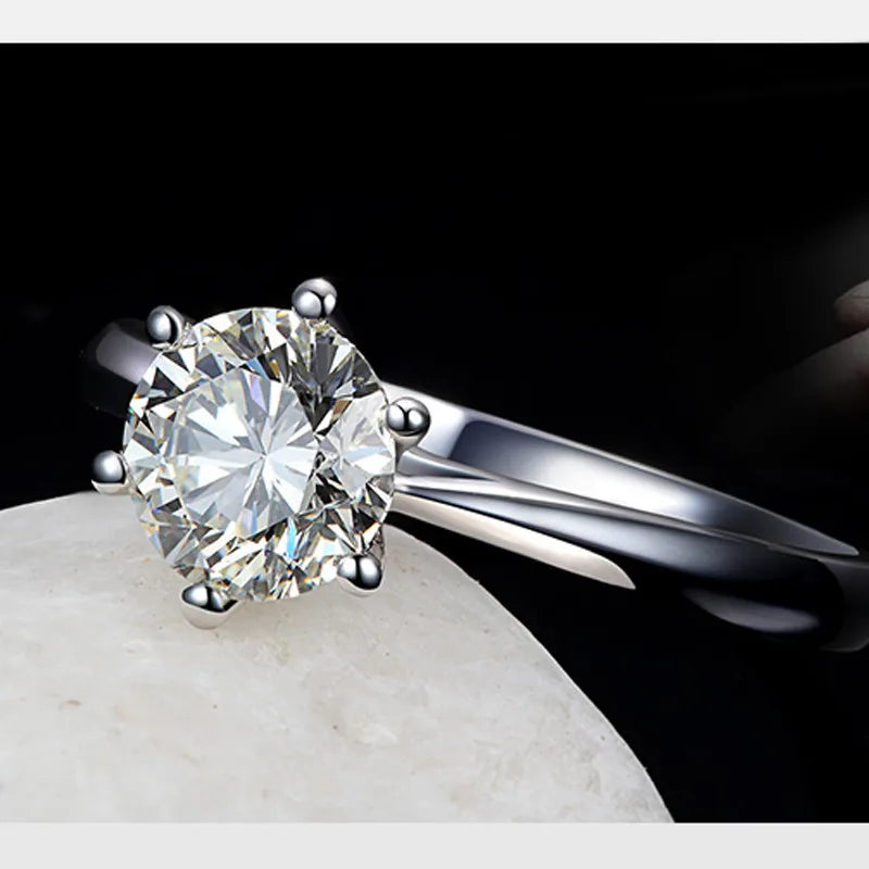 Fine Wedding Rings for Men Women Gift S925 Sterling Silver Color Austrian Crystal Engagement Proposal Ring Jewelry Bague Femm