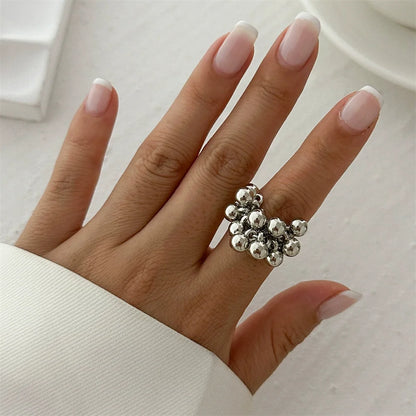2025 Fashion Simple Small Ball Ring for Women Men 2025 Punk Hip Hop Metal Open Finger Ring Female Jewelry Gift - 2