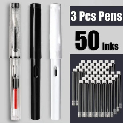 53Pcs Fountain Pen Replaceable Ink Set Black/Blue/Red ink EF School Pens Office Supplies Stationery for Writing Calligraphy P