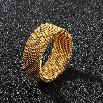 2025 New 8mm Wide Stainless Steel Rings Titanium Couple Rings Deformable Mesh Accessories for Women Men Jewelry Wedding Gift 
