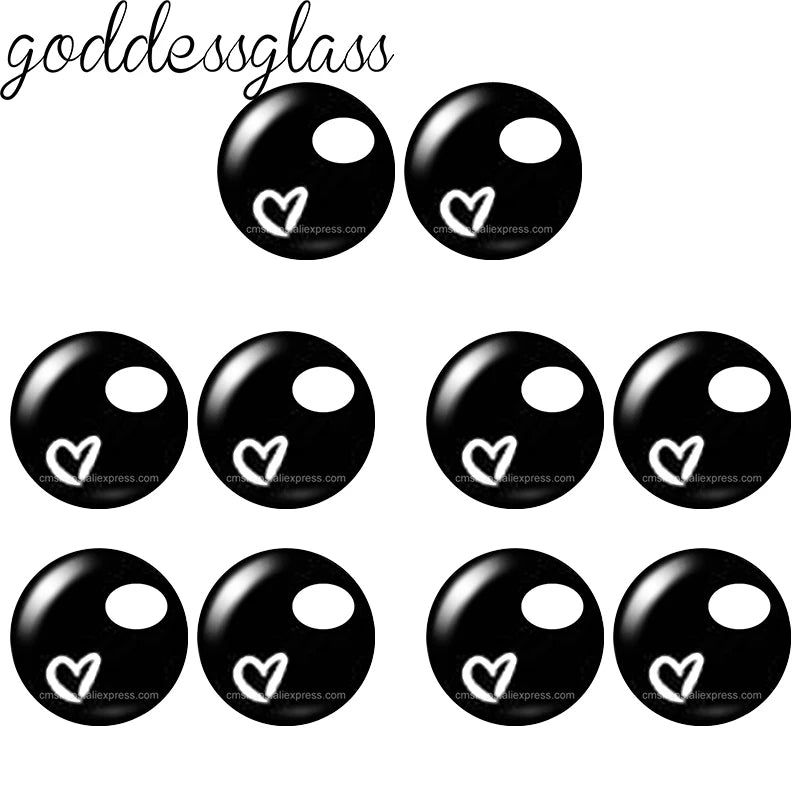 Glass Cartoon Doll Round Eyes Heart Pupil Lovely 10pcs 12mm/18mm/20mm/25mm Round Cabochon Flat Back Making Findings Jewelry -