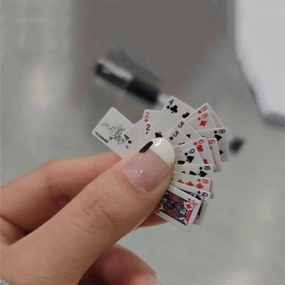 Funny Cute Mini Playing Cards Poker Games Super Small Cards Spoof Gifts Travel Toys Prank Props Dollhouse Miniature Poker Car