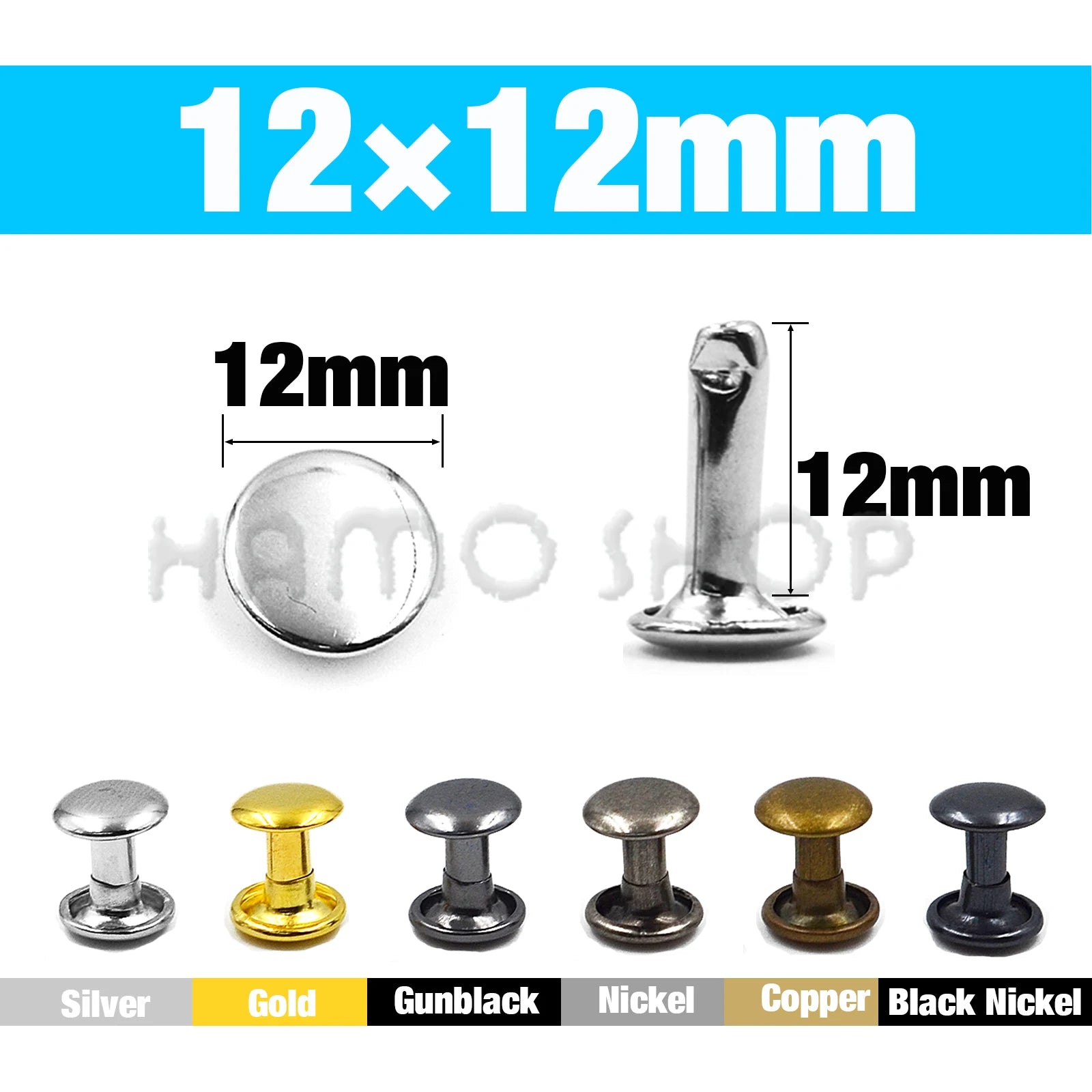 100Sets 5-15mm Metal Double Cap Rivets Stud Round Nail Rivet For Leathercraft Accessories Repair Shoes Bag Belt Clothing Garm