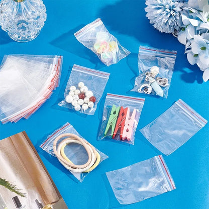500/100pcs Self Sealed Bags Plastic Storage Bag for Jewelry Food Pills Transparent Zipper Storage Bag Package Pouches