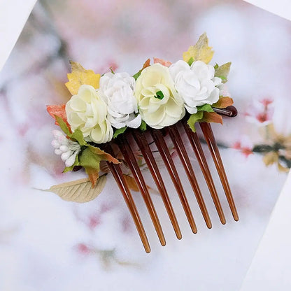 Bridal Hair Combs Rustic Wedding Floral Women Stimulation Flower Hairpins Brides Wedding Elegant Hair Accessories