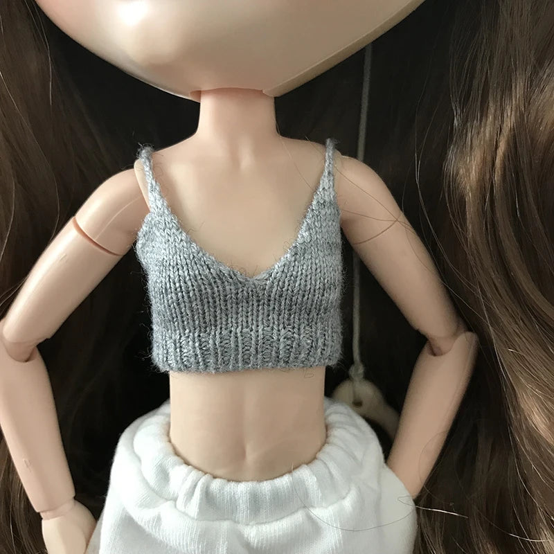 New Arrival Blythe Doll Clothes Sweater Sports Set Vest Shorts Zippered Hoodie Jacket for Blyth OB24 Pullip 1/6 Dolls Outfit 