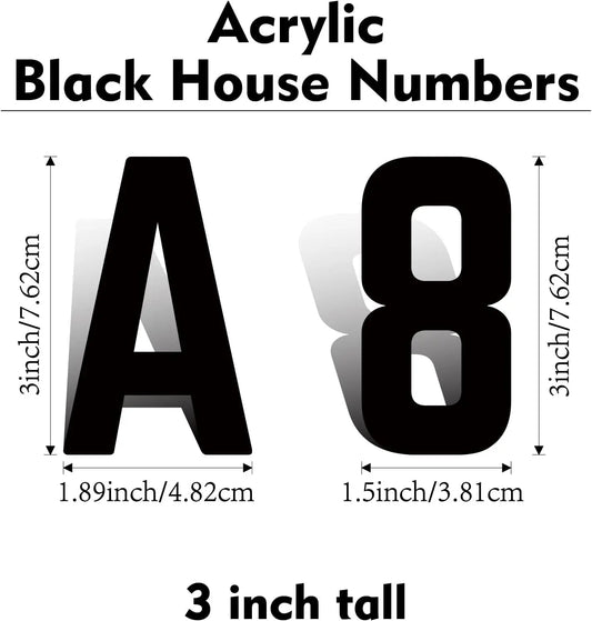 Self Adhesive House Numbers 3-12in 5mm Solid Acrylic Letters Modern Address Sign for Door Mailbox Office Hotel Apartment Deco